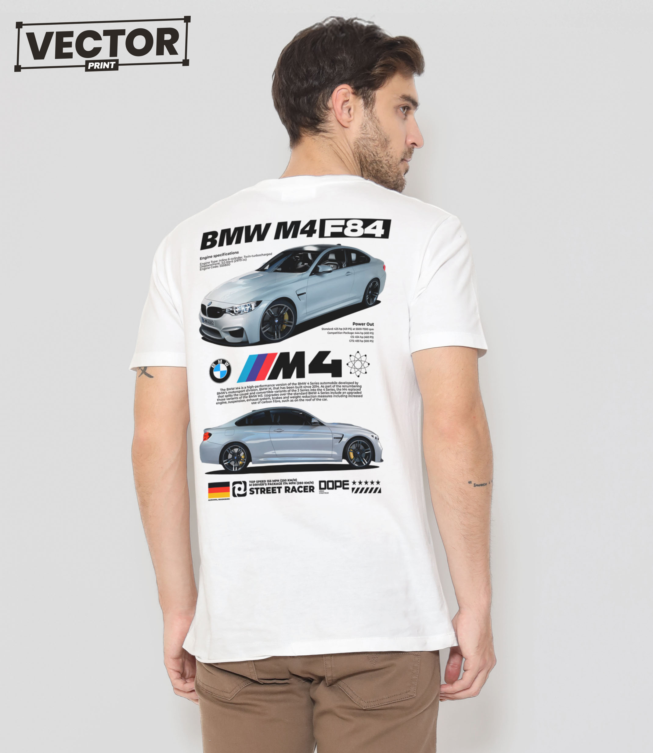 (Копія)Чоловіча біла футболка з принтом bmw m3 gtr #15