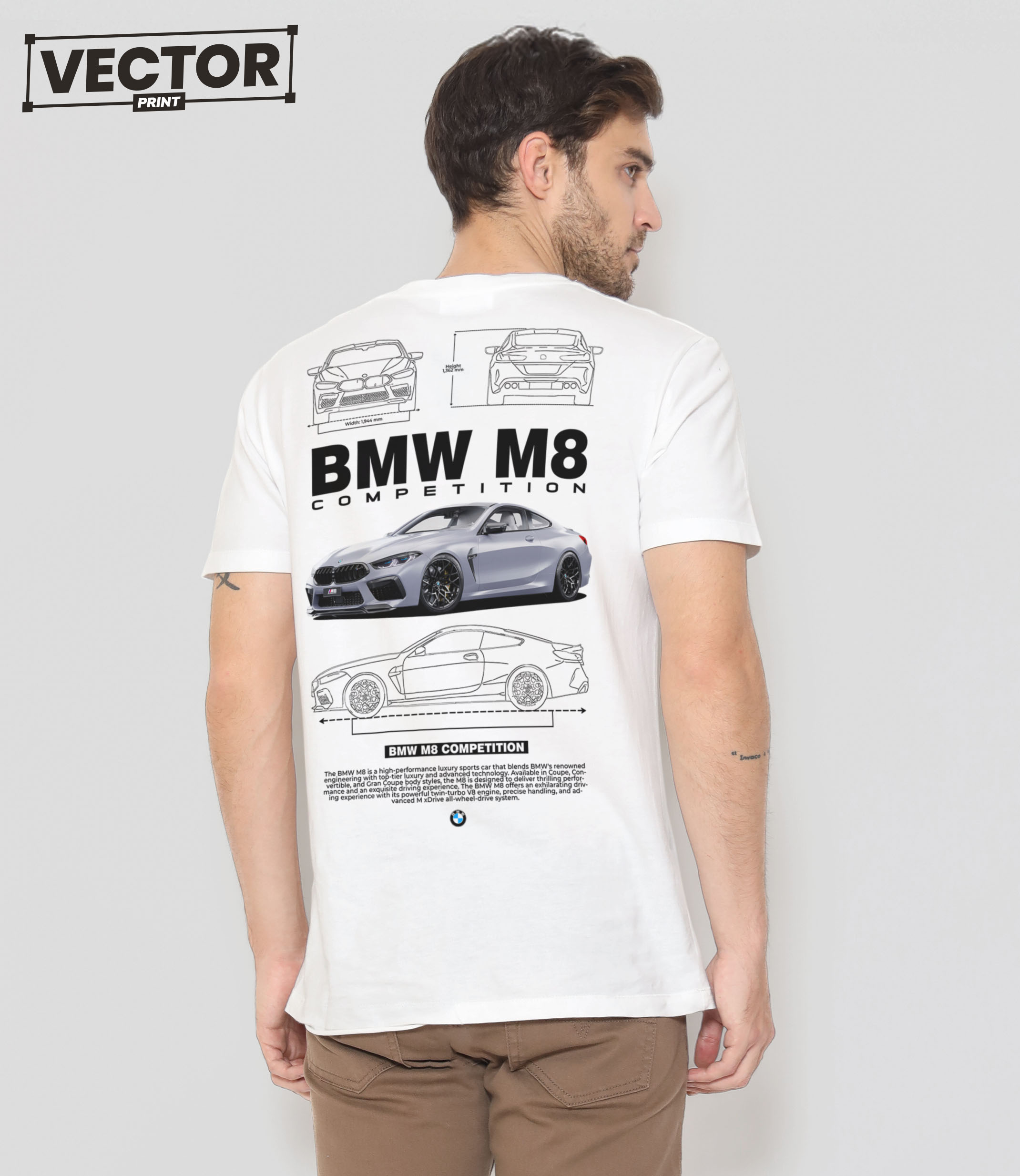 (Копія)Чоловіча біла футболка з принтом bmw m3 gtr #15
