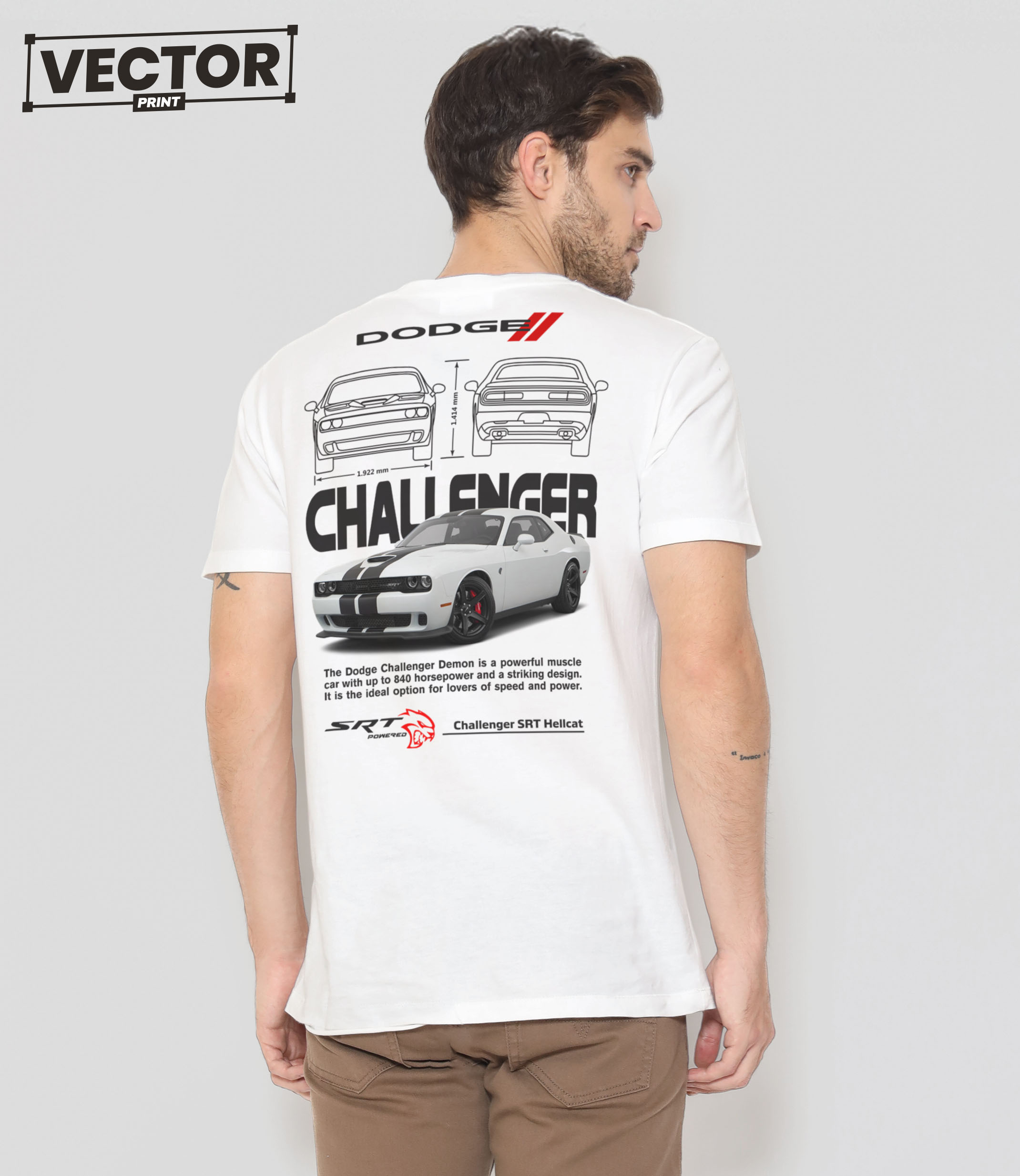 (Копія)Чоловіча футболка з принтом dodge challenger #12