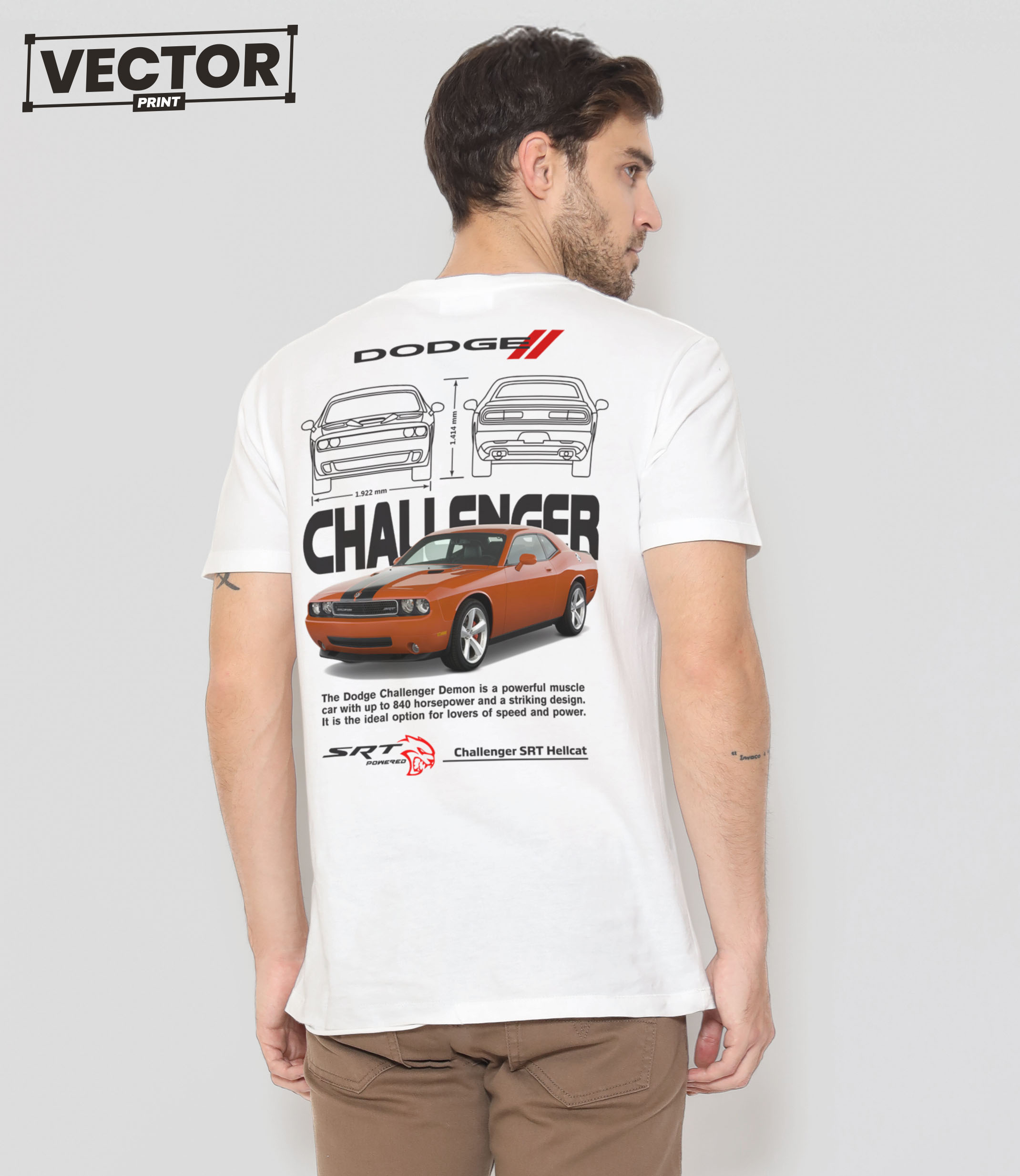 (Копія)Чоловіча футболка з принтом dodge challenger #13