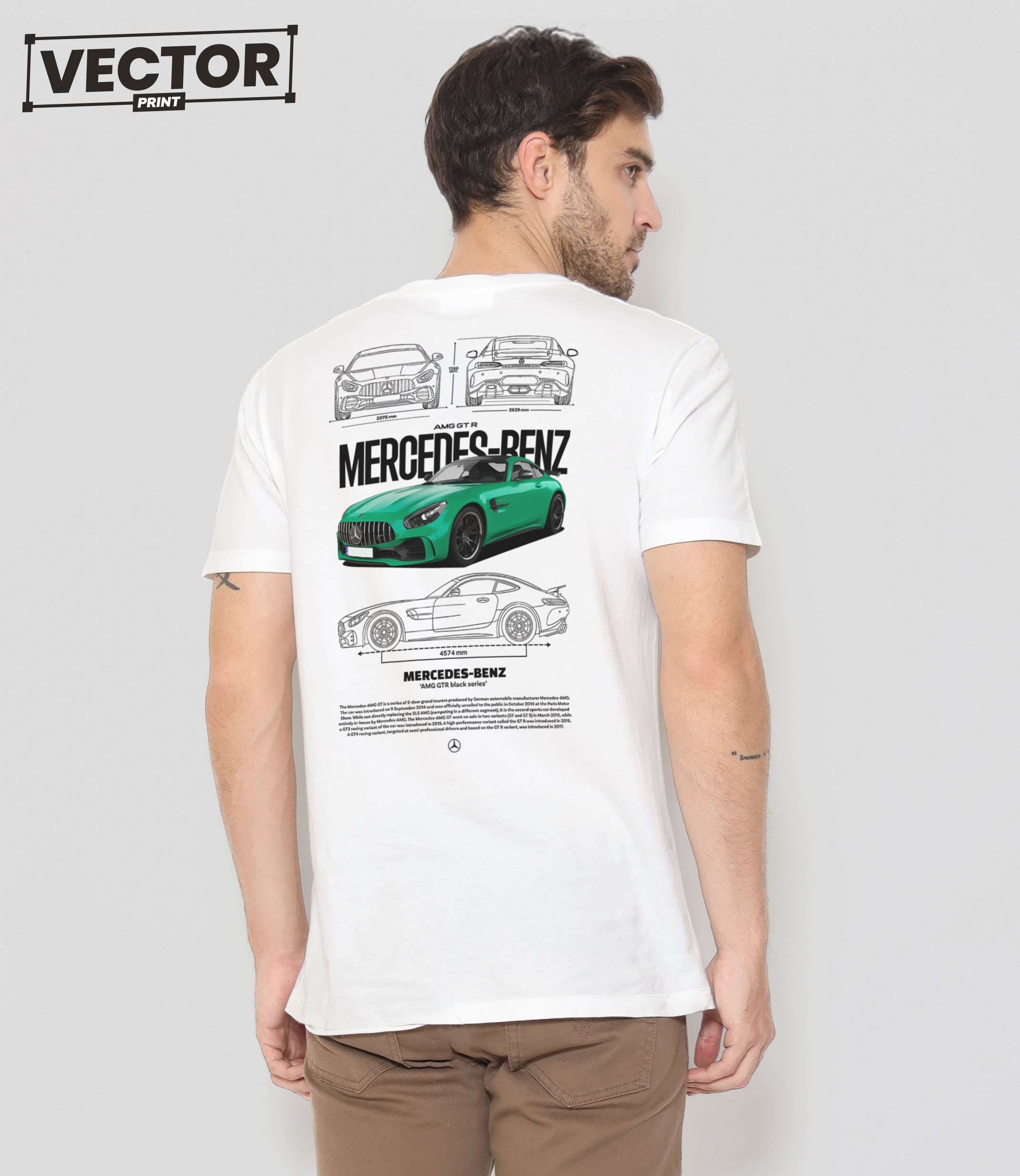 (Копія)Чоловіча біла футболка з принтом mercdes benz amg gt63 #11