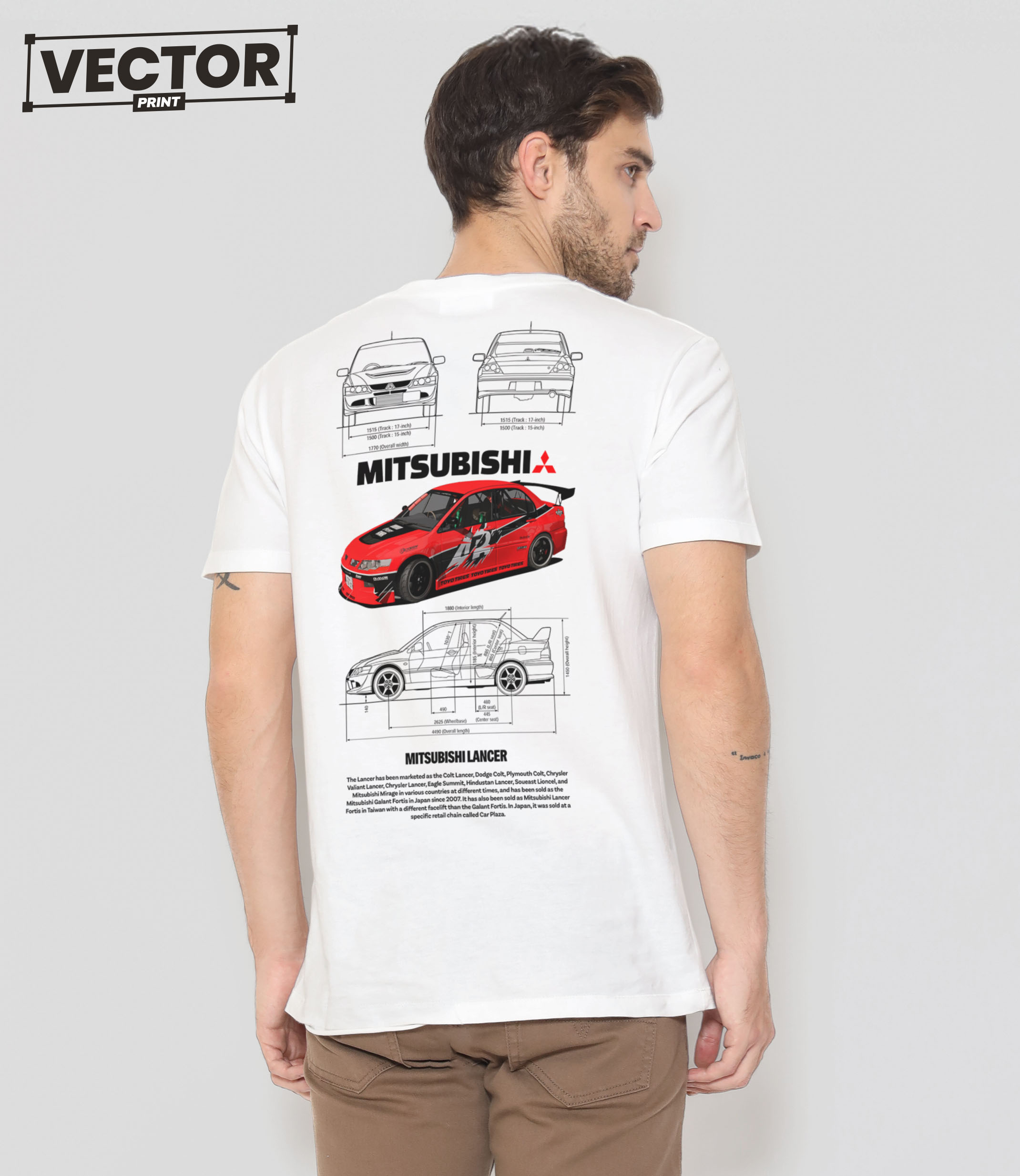 (Копія)Чоловіча футболка з принтом mitsubishi lancer evo #2