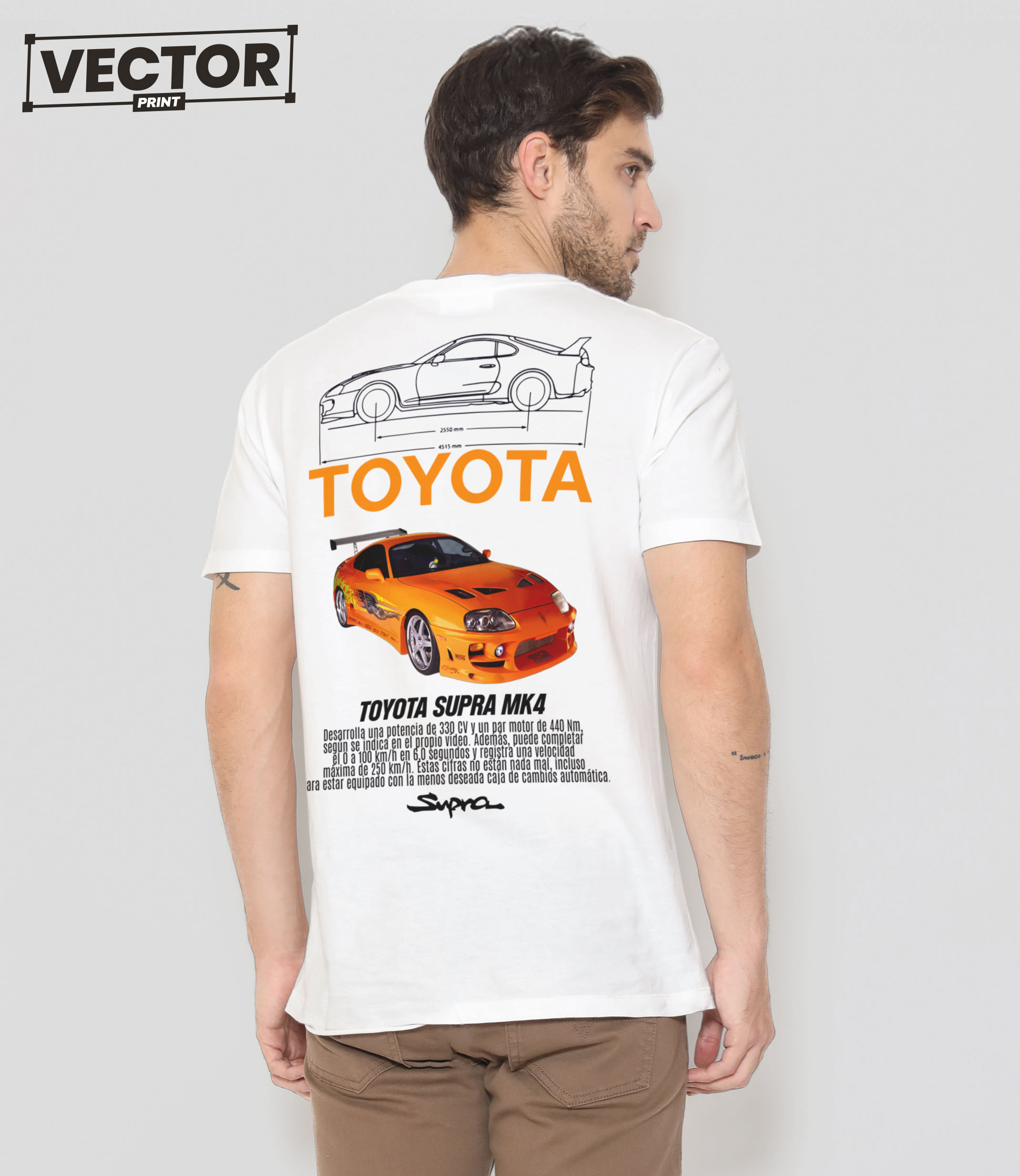 (Копія)Чоловіча біла футболка з принтом toyota supra 3gen #14