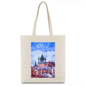 (Копія)Еко сумка Шопер з бавовни з принтом Качка Работаю сутками Розмір 38х40