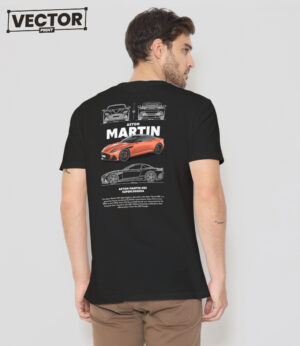 Чоловіча чорна футболка з принтом ASTON MARTIN DBS 07