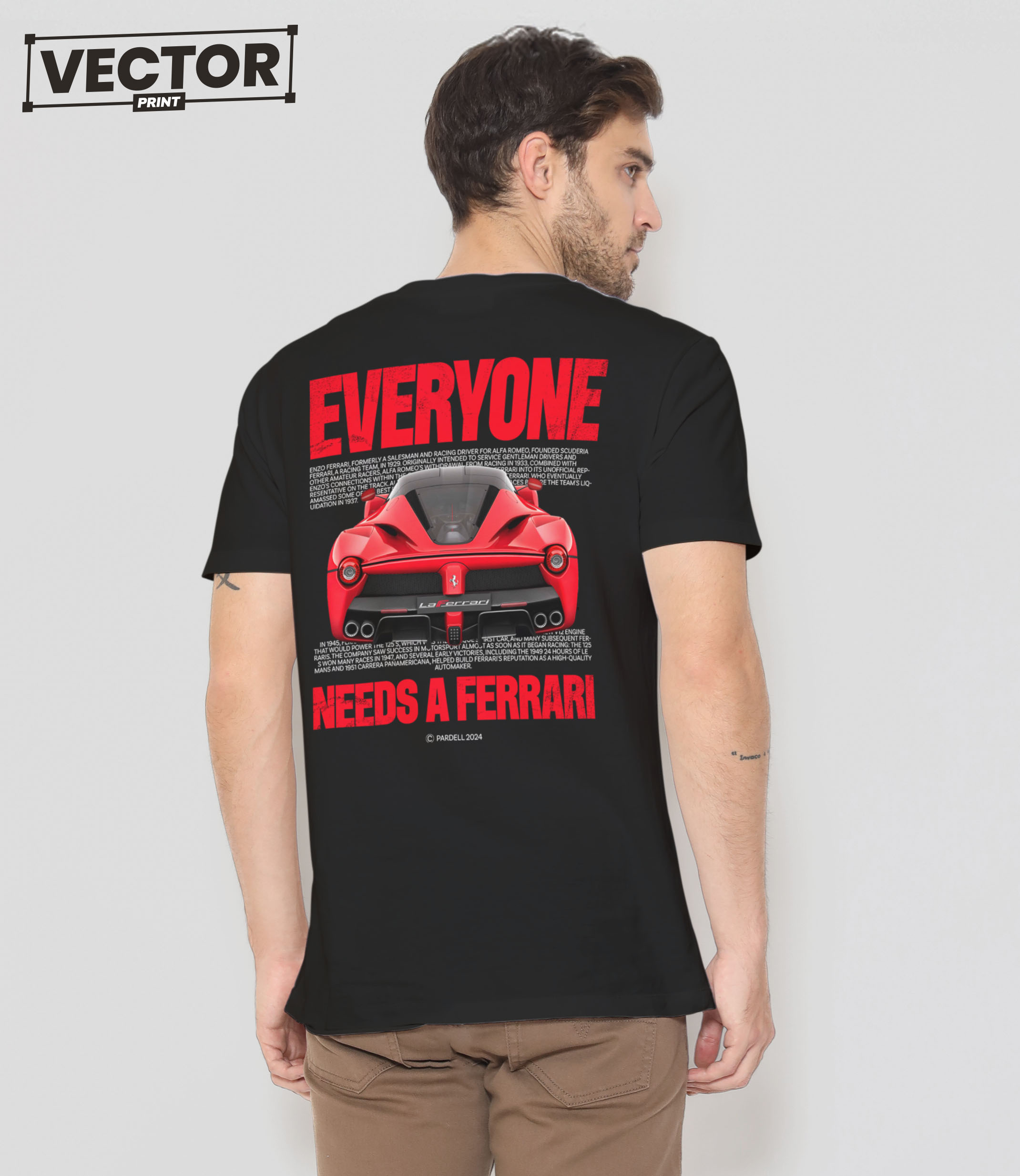 Чоловіча чорна футболка з принтом FERRARI Enzo 10