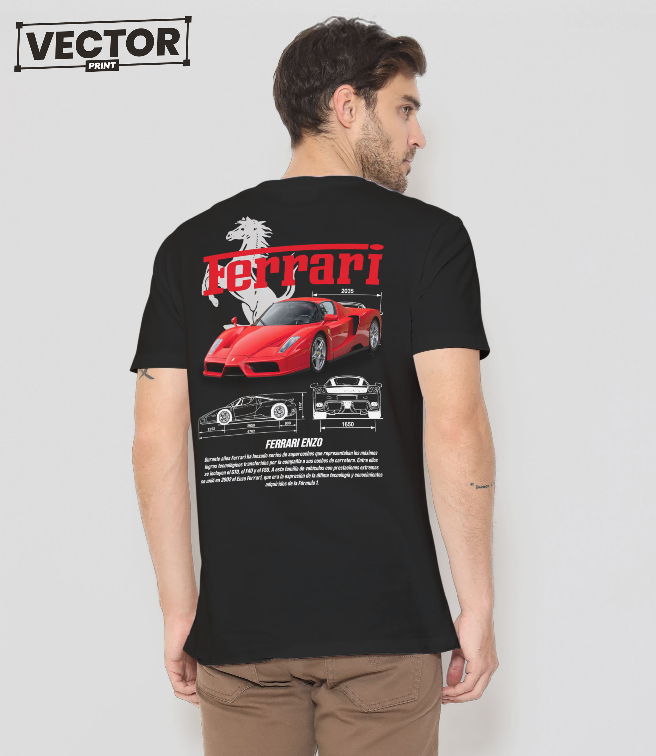Чоловіча чорна футболка з принтом FERRARI Enzo 11