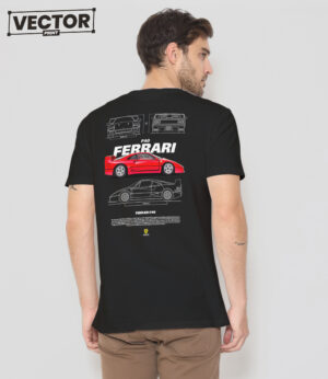 Чоловіча чорна футболка з принтом FERRARI F40 03