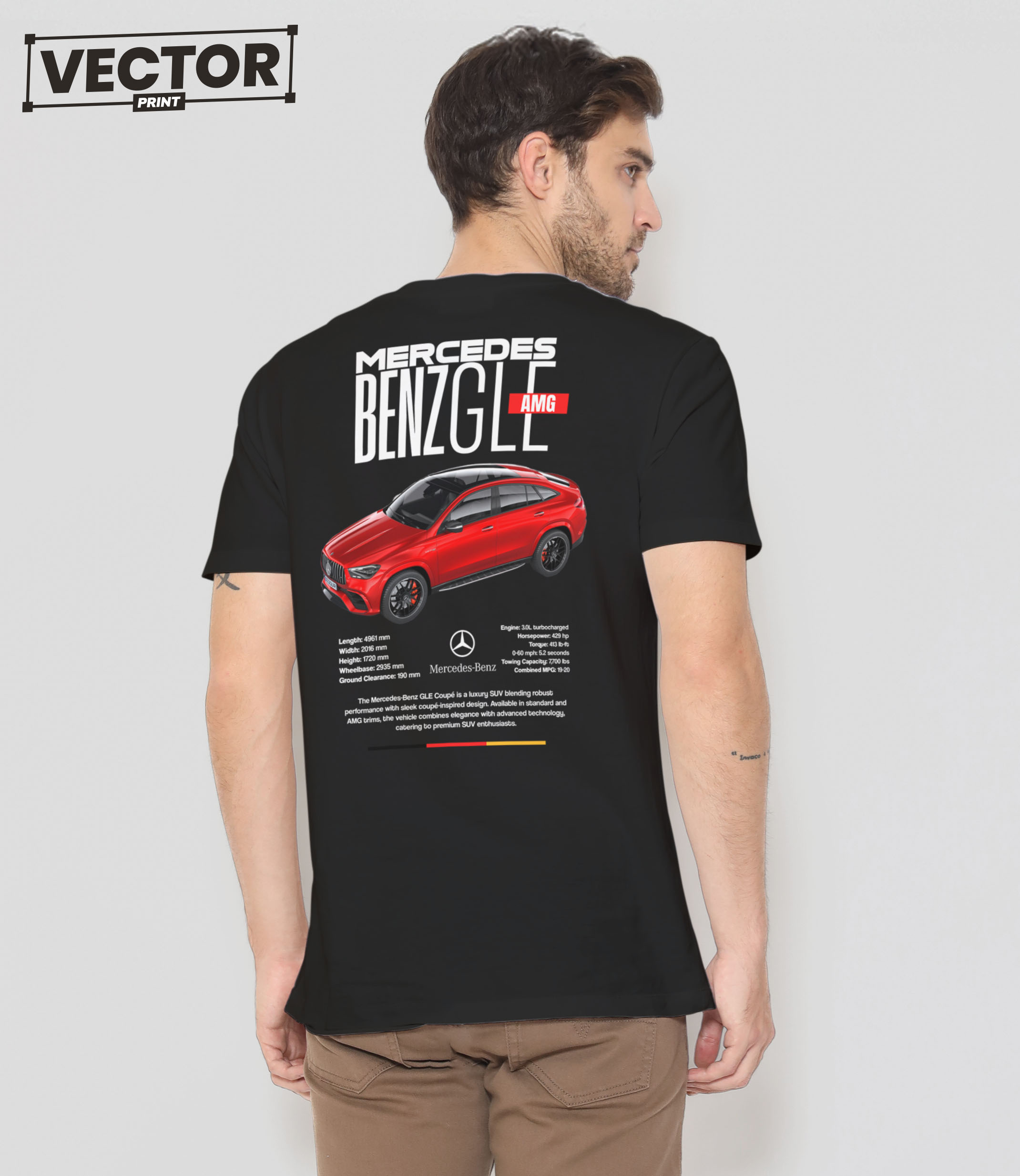 Чоловіча чорна футболка з принтом MERCEDES-BENZGLE COUPE_39