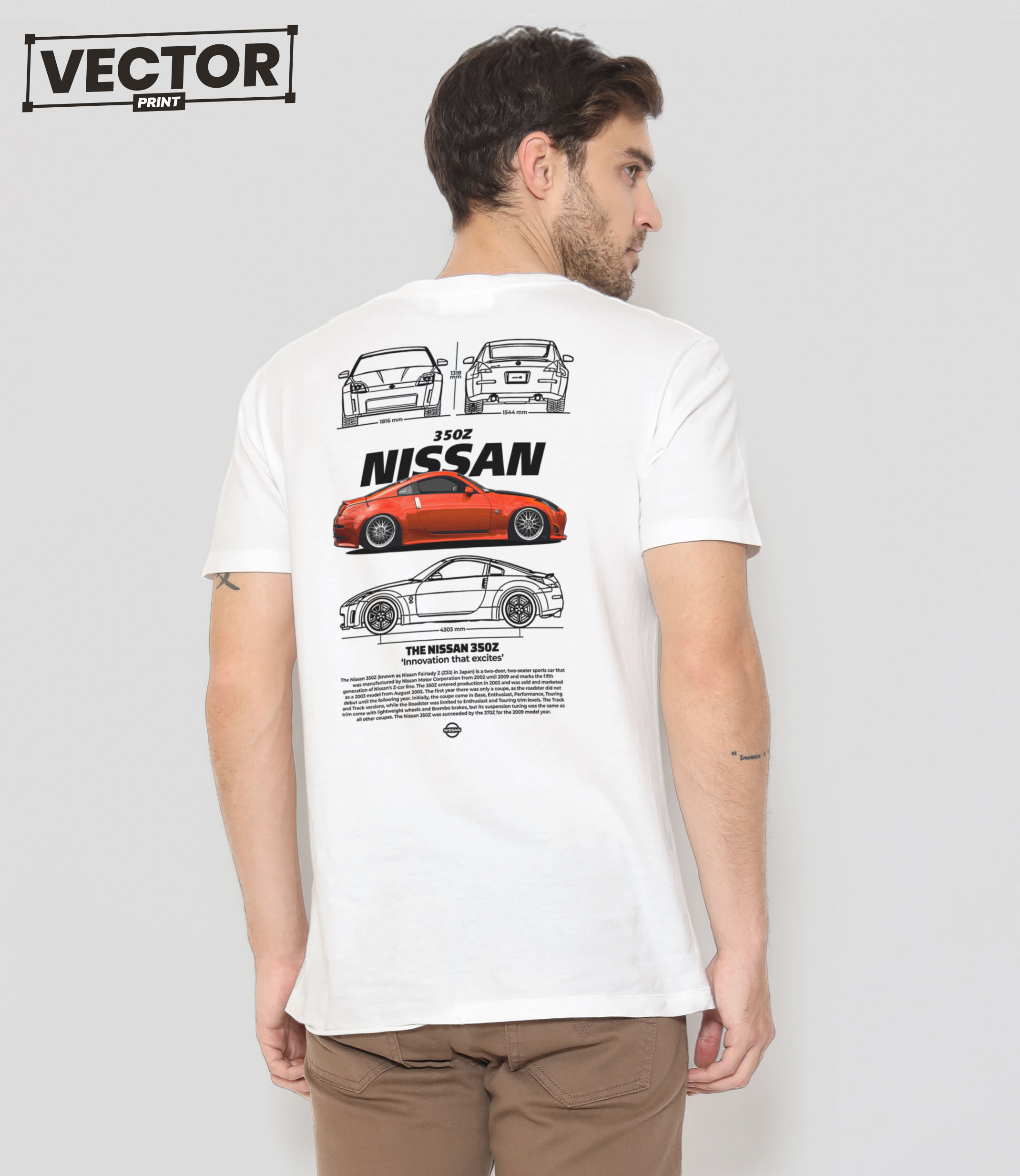 (Копія)Чоловіча біла футболка з принтом volvo 240