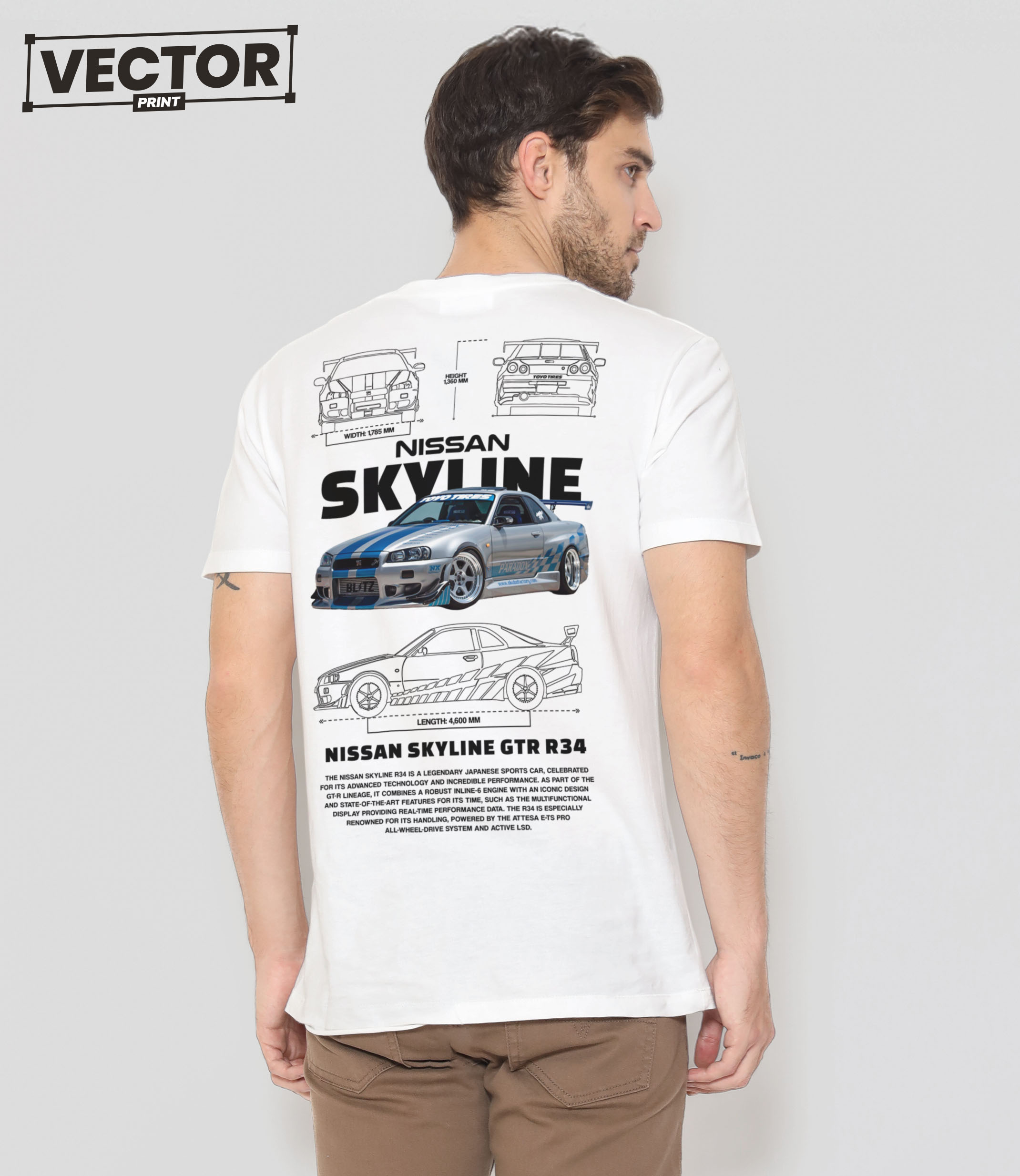 (Копія)Чоловіча біла футболка з принтом volvo 240