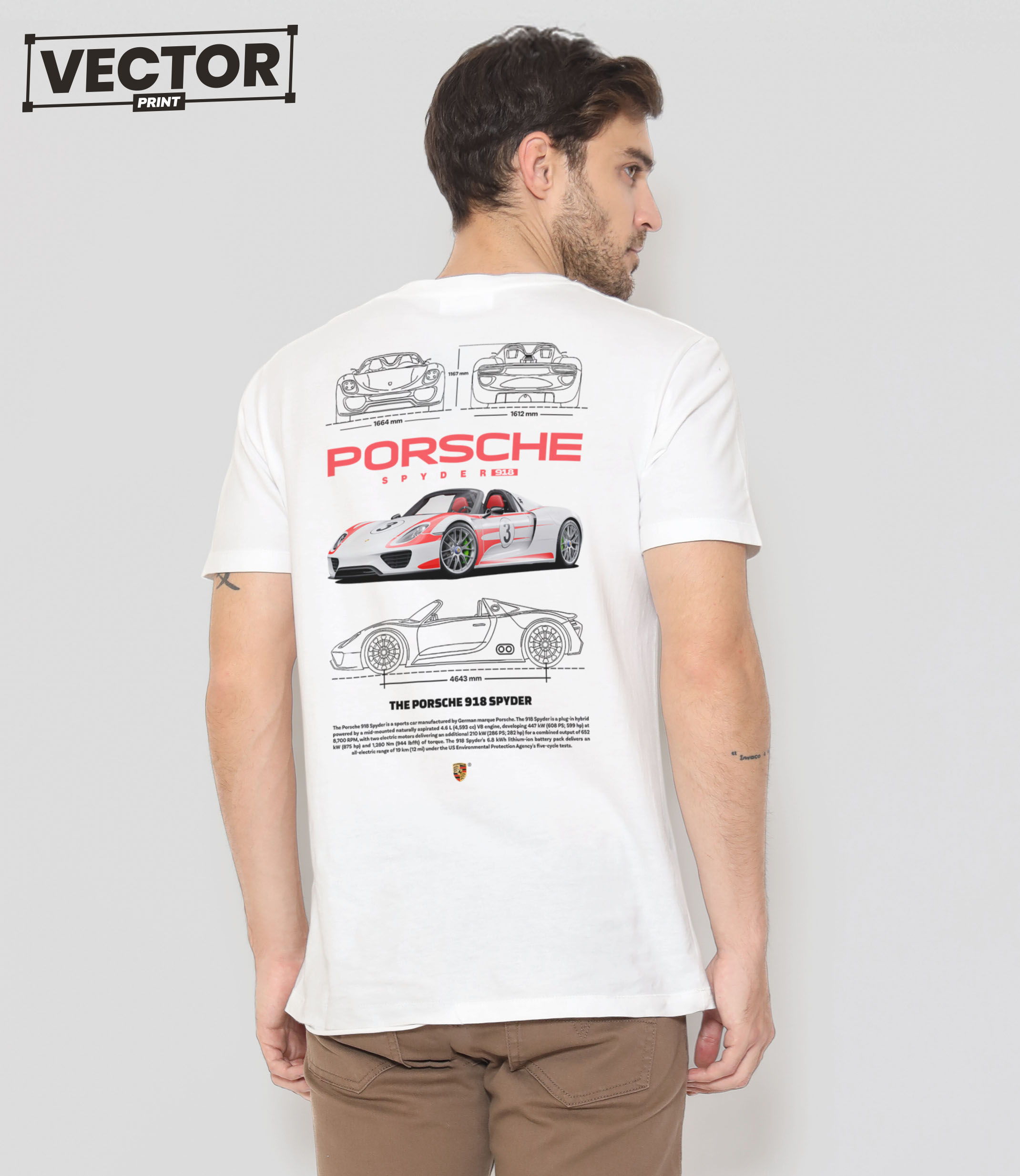 (Копія)Чоловіча біла футболка з принтом porsche 911 turbo #28