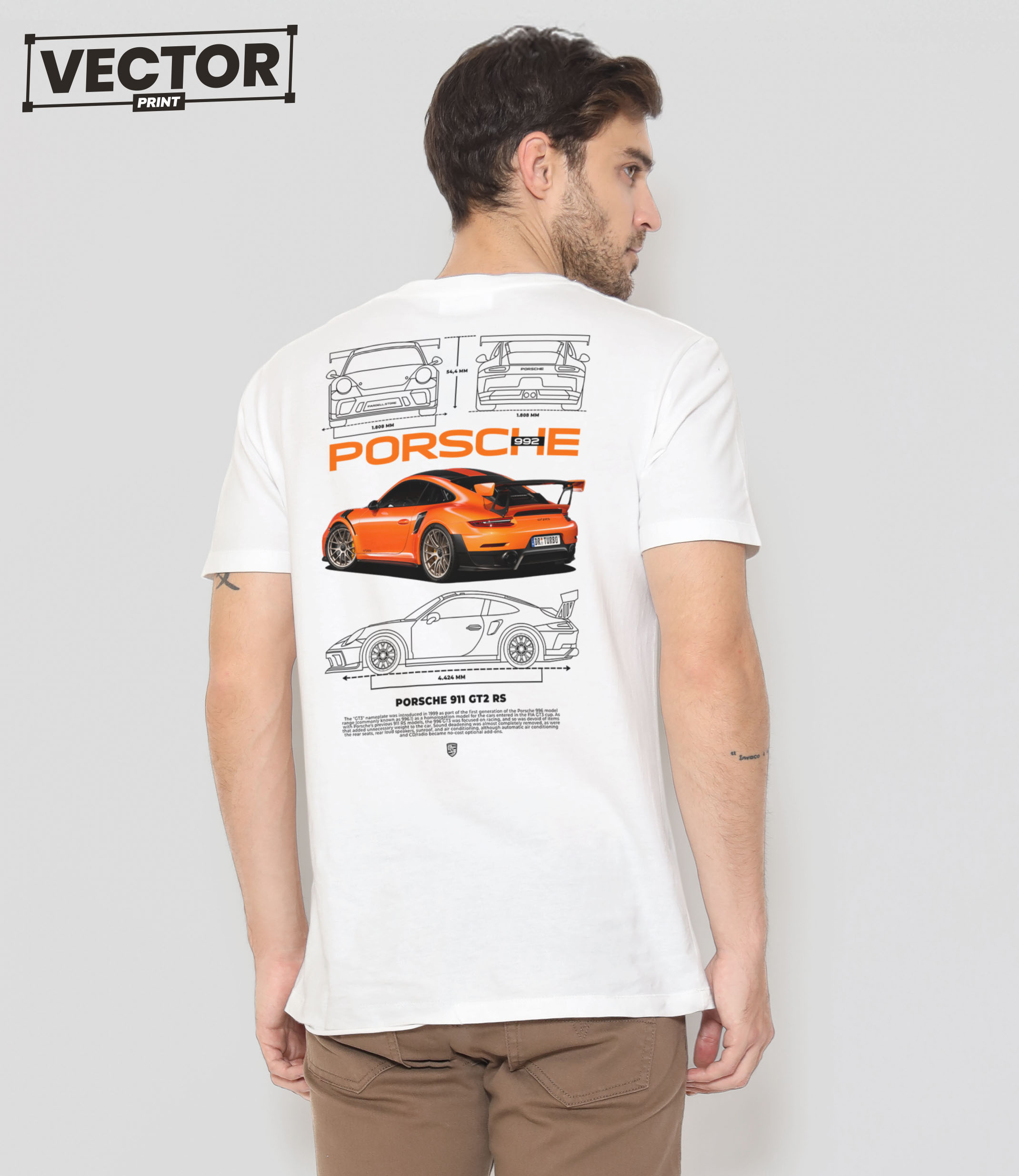 (Копія)Чоловіча біла футболка з принтом porsche 911 turbo #28