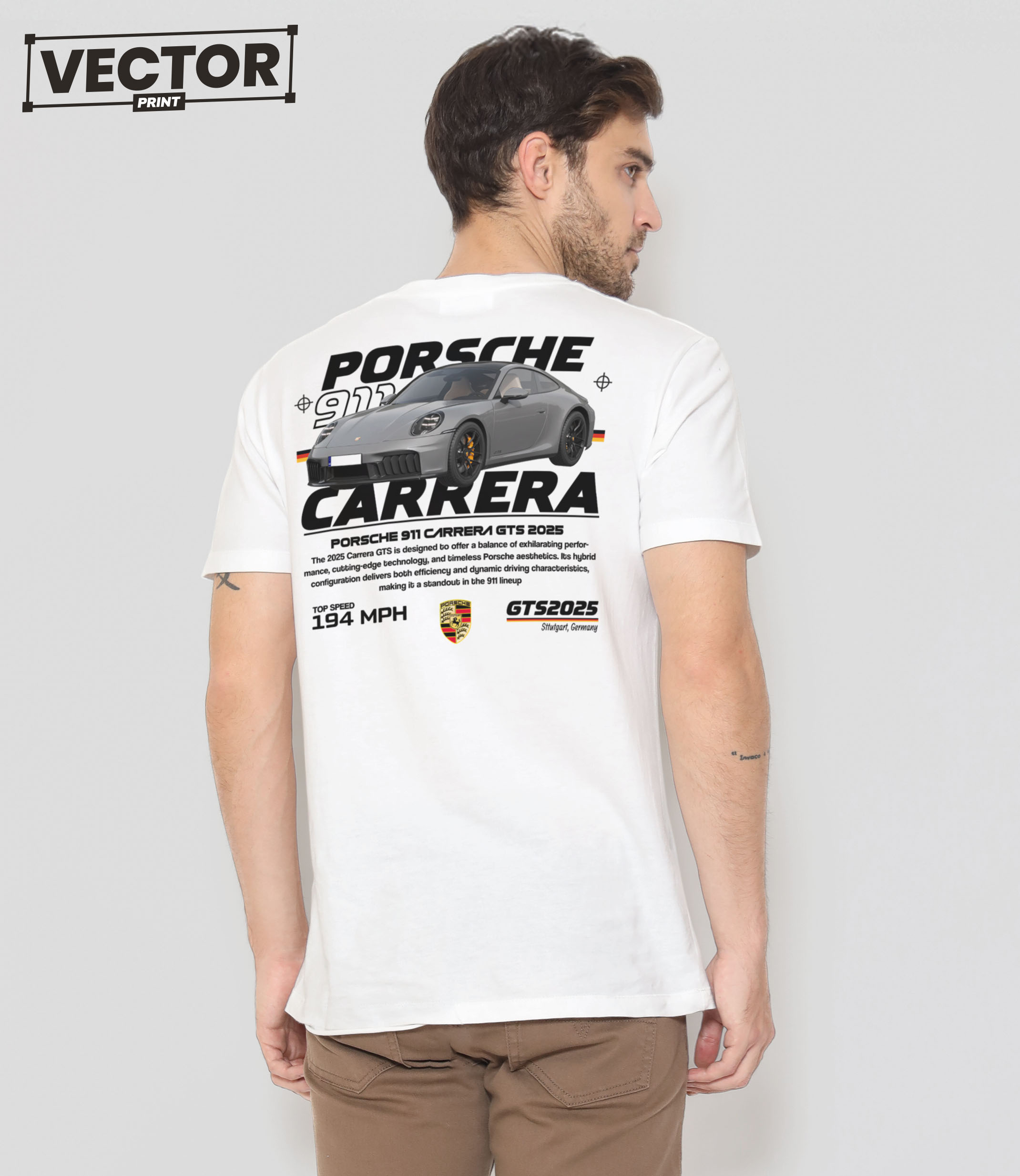 (Копія)Чоловіча біла футболка з принтом porsche boxter 986 #59
