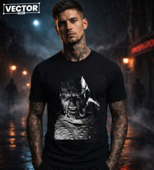 Чоловіча чорна футболка з принтом VECTOR_HORROR_0015