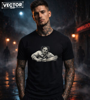 Чоловіча чорна футболка з принтом VECTOR_HORROR_0016