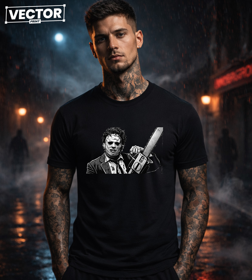 Чоловіча чорна футболка з принтом VECTOR_HORROR_0017