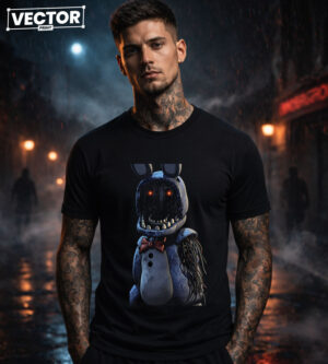 Чоловіча чорна футболка з принтом VECTOR_HORROR_0019