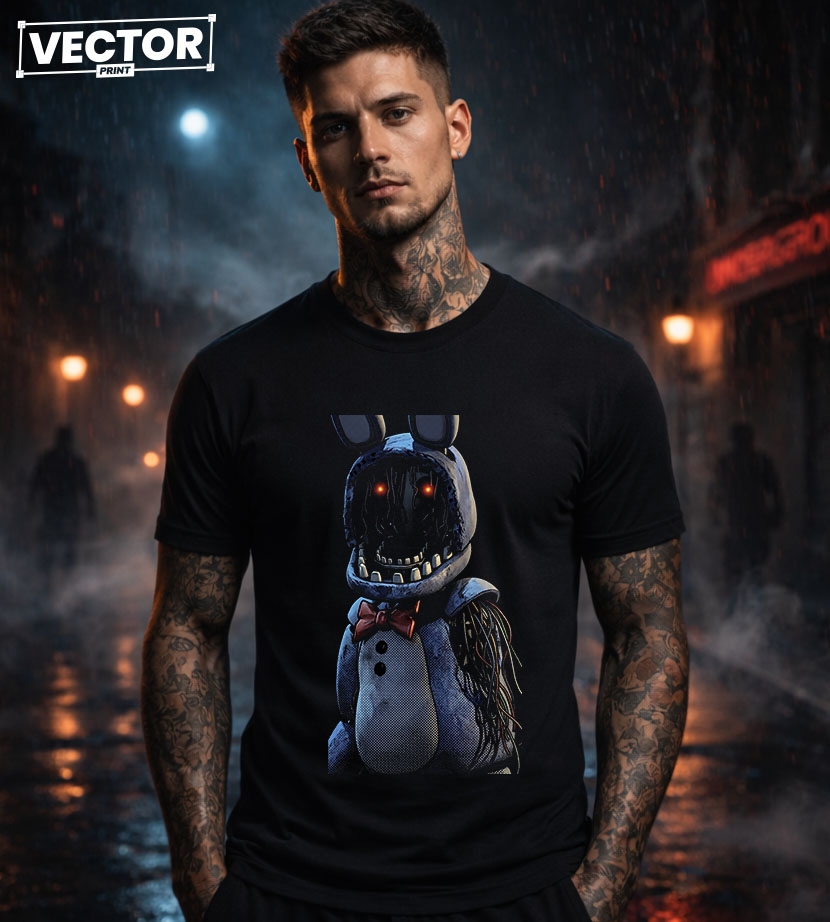 Чоловіча чорна футболка з принтом VECTOR_HORROR_0019