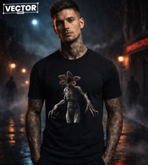 Чоловіча чорна футболка з принтом VECTOR_HORROR_0020