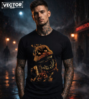 Чоловіча чорна футболка з принтом VECTOR_HORROR_0021