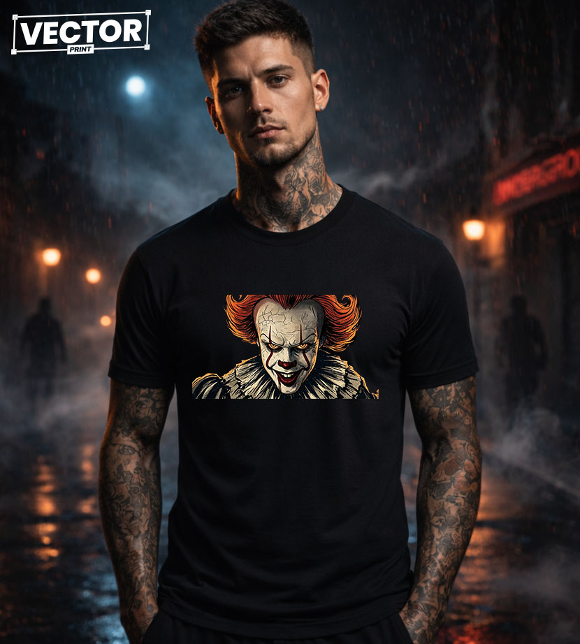 Чоловіча чорна футболка з принтом VECTOR_HORROR_0027