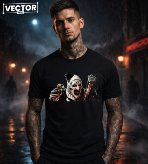 Чоловіча чорна футболка з принтом VECTOR_HORROR_0030