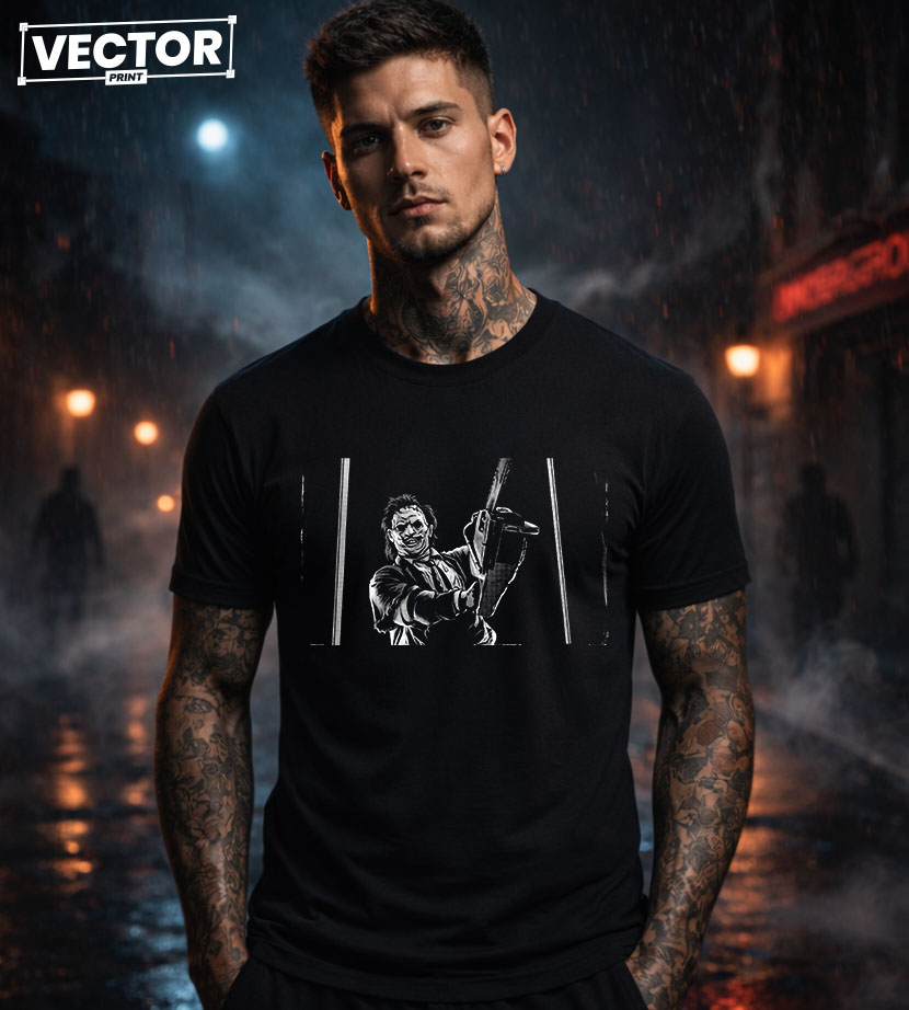 Чоловіча чорна футболка з принтом VECTOR_HORROR_0031