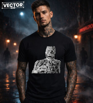 Чоловіча чорна футболка з принтом VECTOR_HORROR_0033