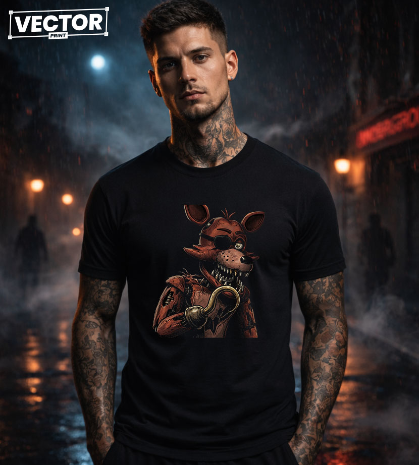 Чоловіча чорна футболка з принтом VECTOR_HORROR_0036