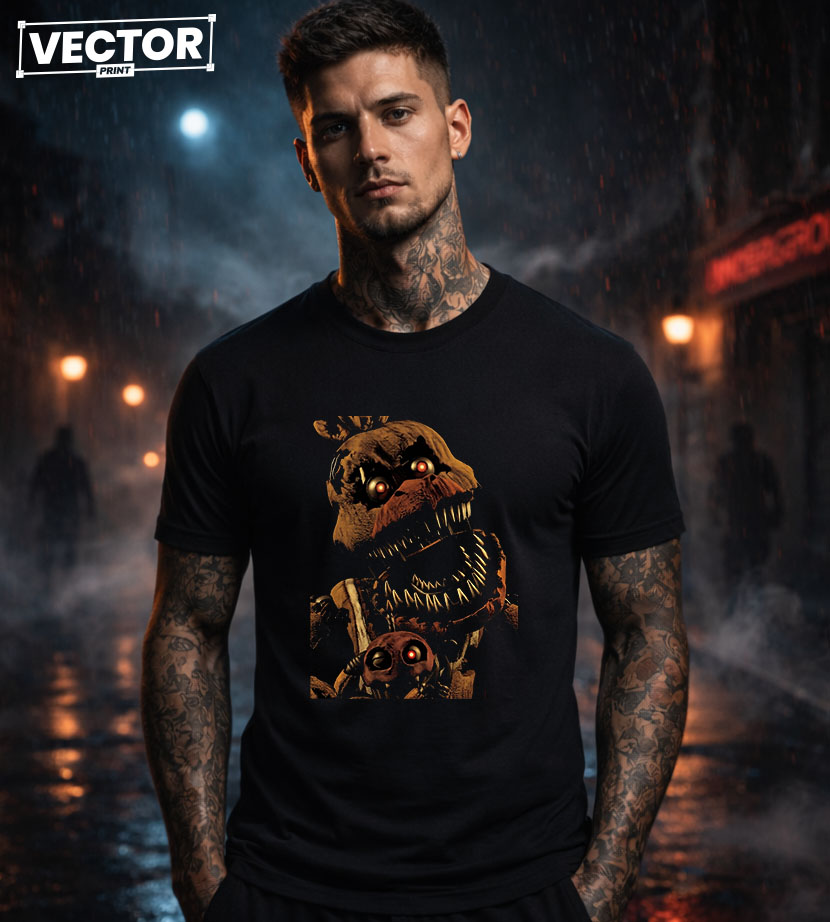 Чоловіча чорна футболка з принтом VECTOR_HORROR_0038