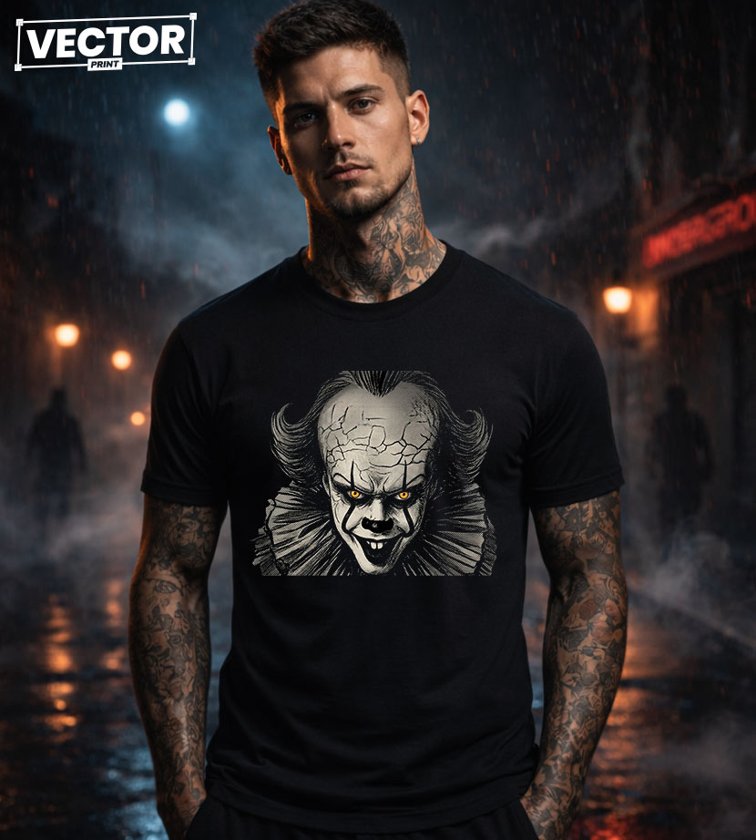 Чоловіча чорна футболка з принтом VECTOR_HORROR_0041