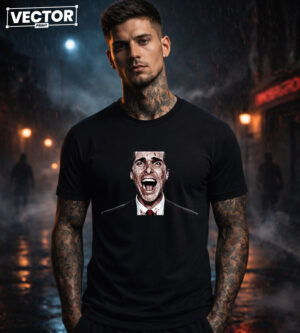 Чоловіча чорна футболка з принтом VECTOR_HORROR_0044