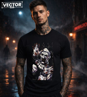 Чоловіча чорна футболка з принтом VECTOR_HORROR_0045