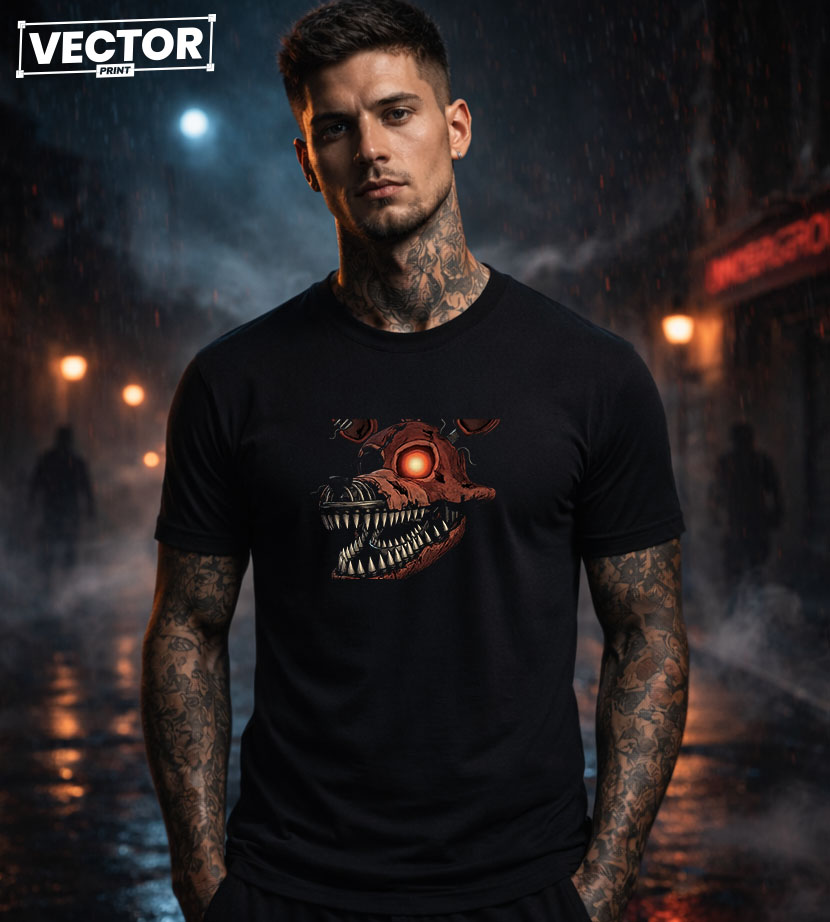 Чоловіча чорна футболка з принтом VECTOR_HORROR_0047