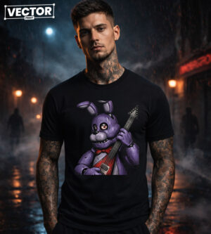 Чоловіча чорна футболка з принтом VECTOR_HORROR_0051