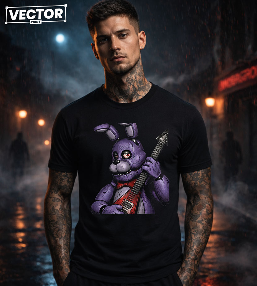 Чоловіча чорна футболка з принтом VECTOR_HORROR_0051