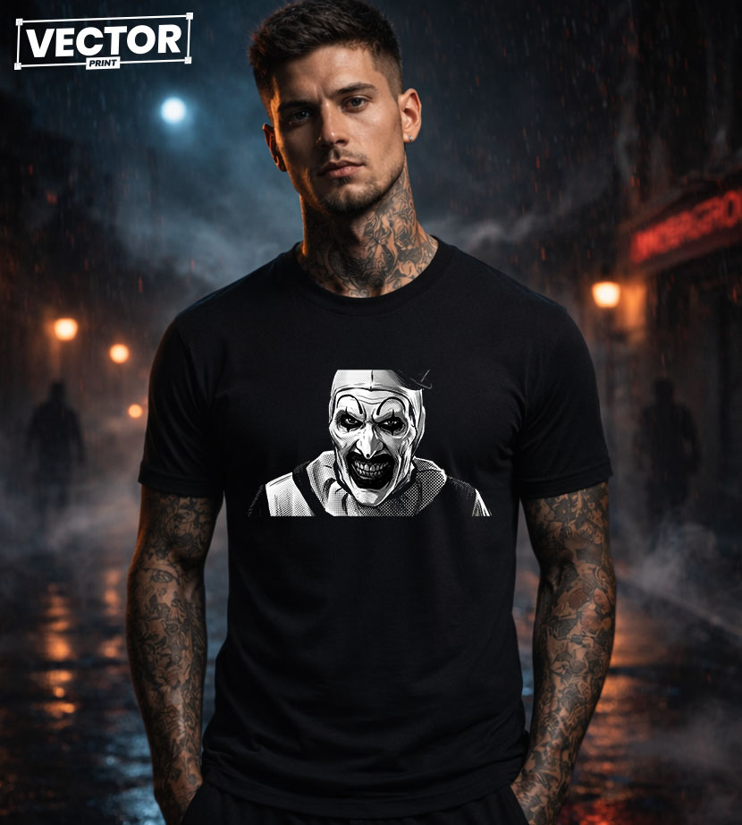 Чоловіча чорна футболка з принтом VECTOR_HORROR_0054