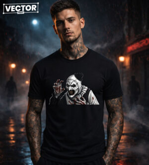 Чоловіча чорна футболка з принтом VECTOR_HORROR_0057