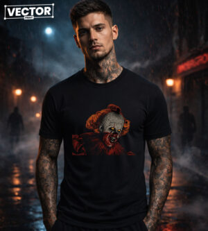 Чоловіча чорна футболка з принтом VECTOR_HORROR_0062