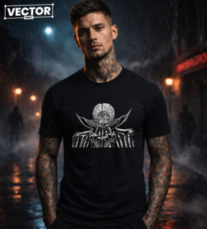 Чоловіча чорна футболка з принтом VECTOR_HORROR_0063