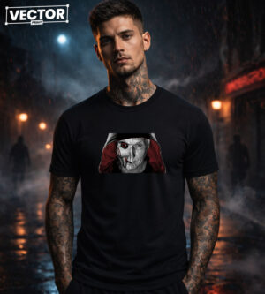 Чоловіча чорна футболка з принтом VECTOR_HORROR_0064