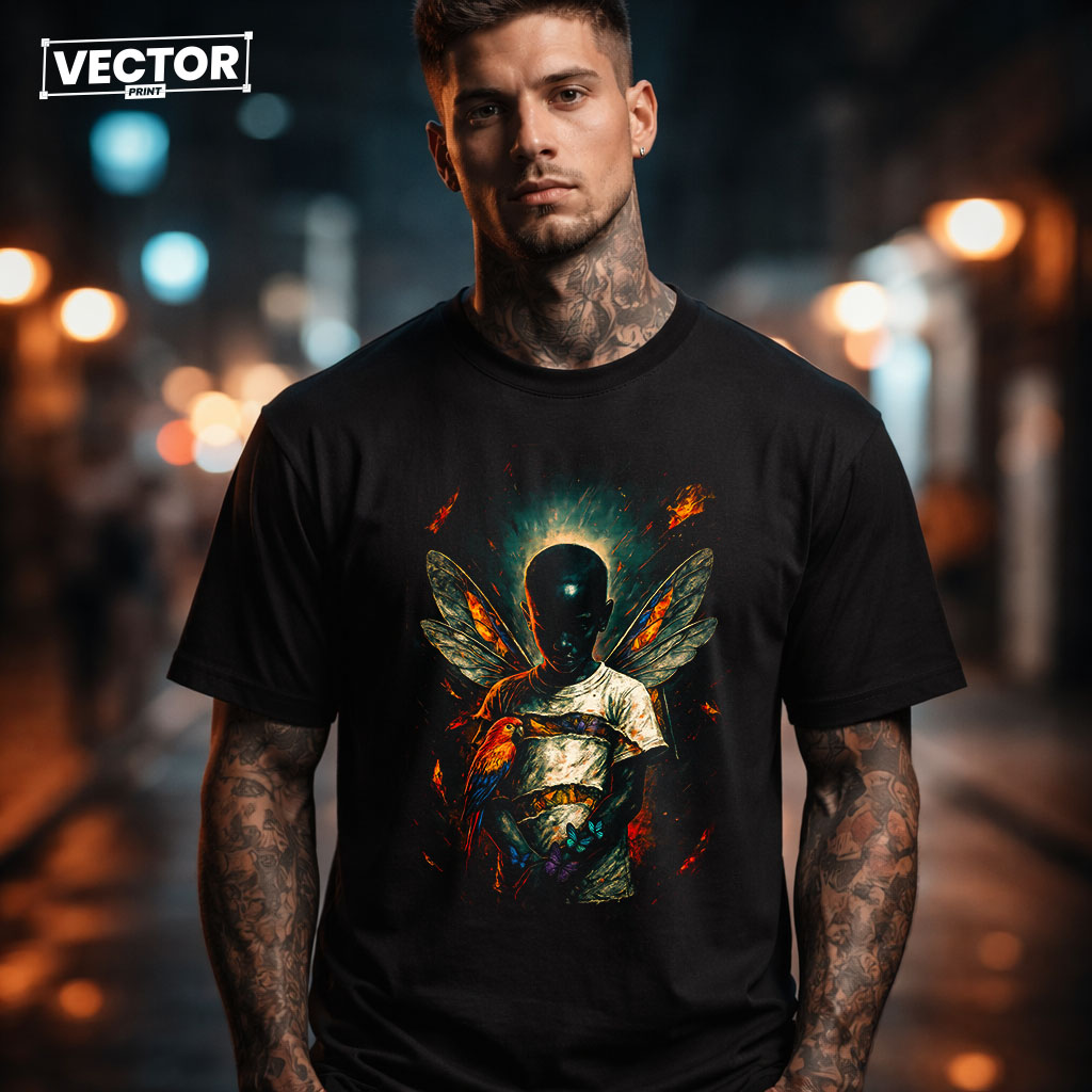 Чоловіча чорна футболка з принтом VECTOR_UNDERGROUND_100