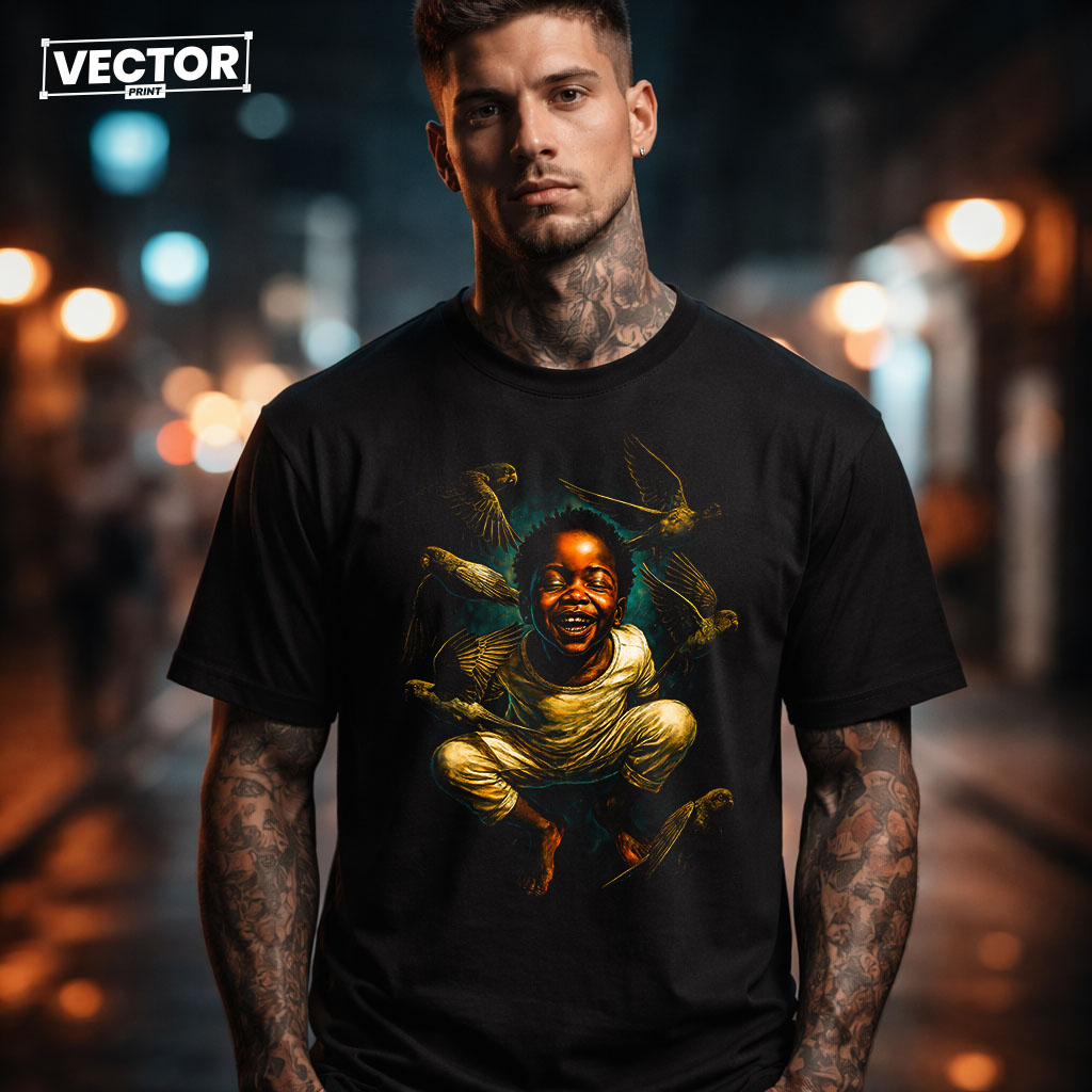 Чоловіча чорна футболка з принтом VECTOR_UNDERGROUND_101