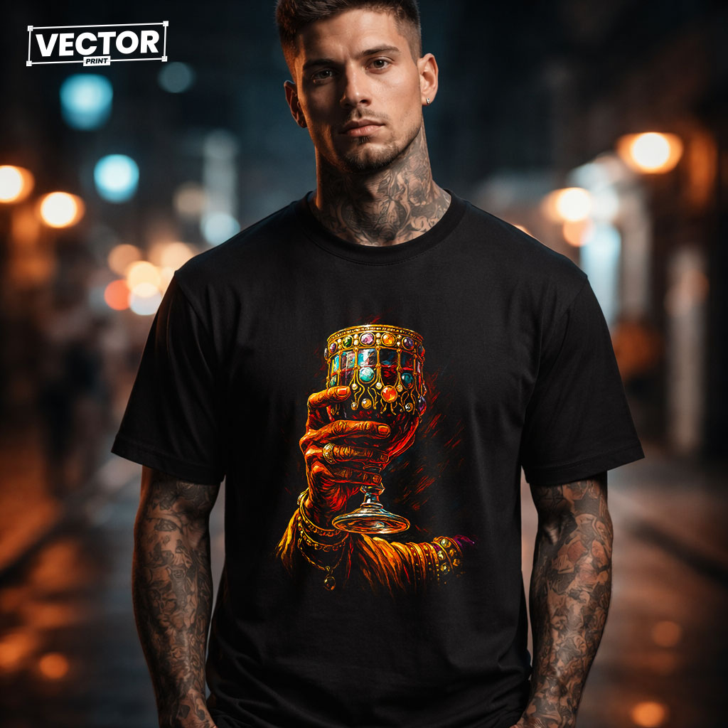 Чоловіча чорна футболка з принтом VECTOR_UNDERGROUND_102