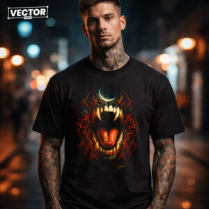 Чоловіча чорна футболка з принтом VECTOR_UNDERGROUND_107