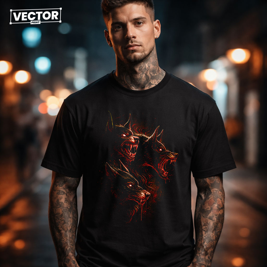 Чоловіча чорна футболка з принтом VECTOR_UNDERGROUND_115