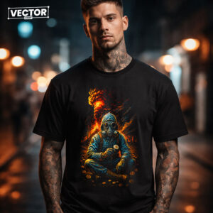 Чоловіча чорна футболка з принтом VECTOR_UNDERGROUND_118