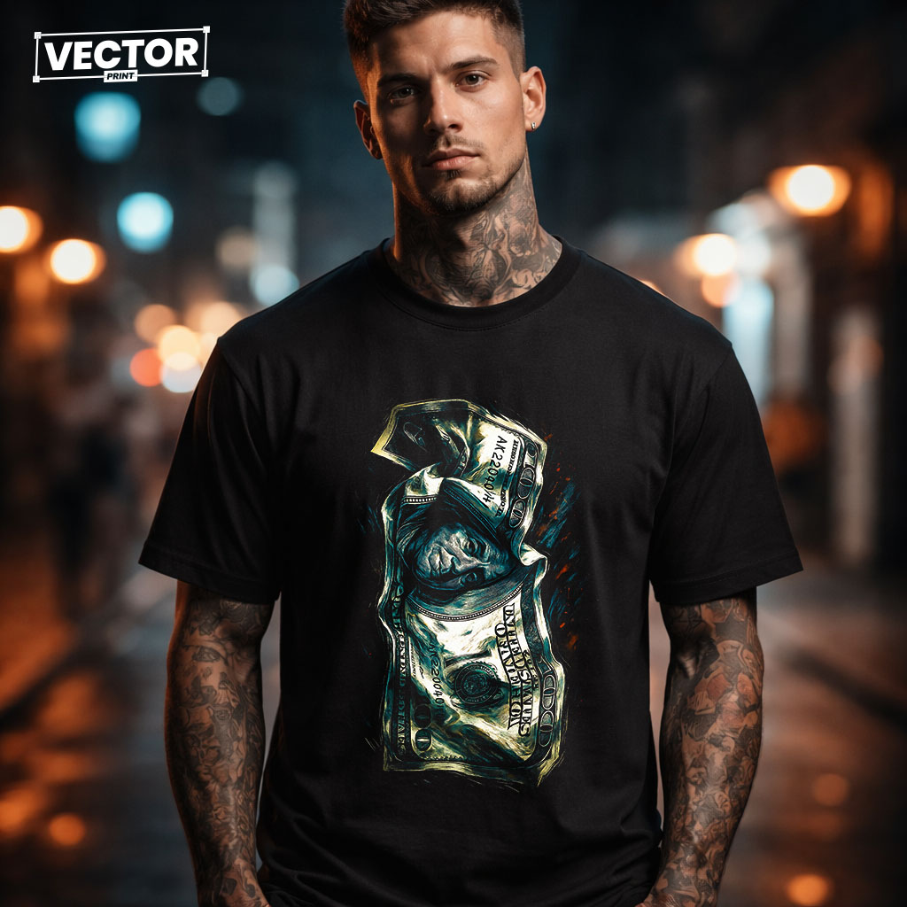 Чоловіча чорна футболка з принтом VECTOR_UNDERGROUND_54