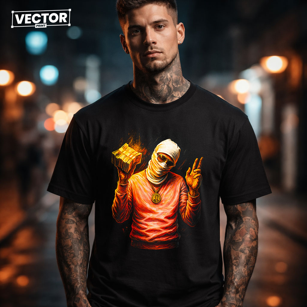 Чоловіча чорна футболка з принтом VECTOR_UNDERGROUND_64